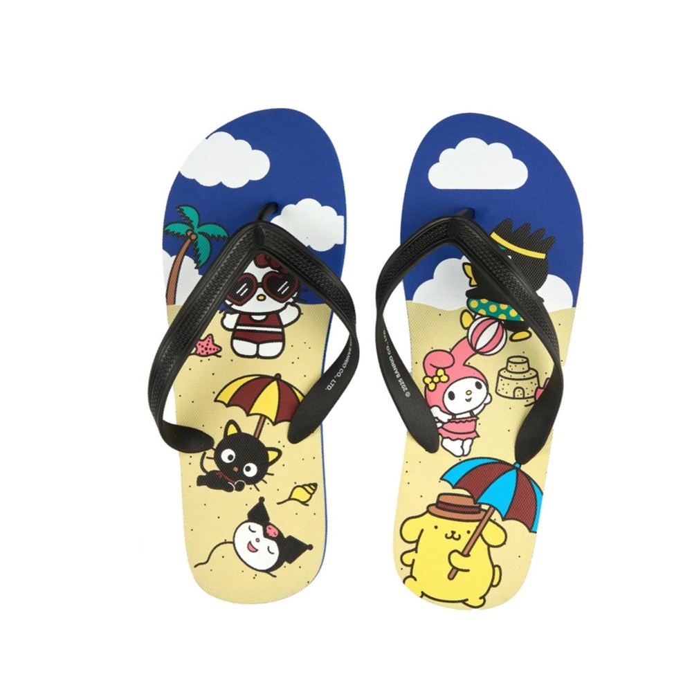 Hello Kitty Beach Scene Flip-Flops - Blue and Black
